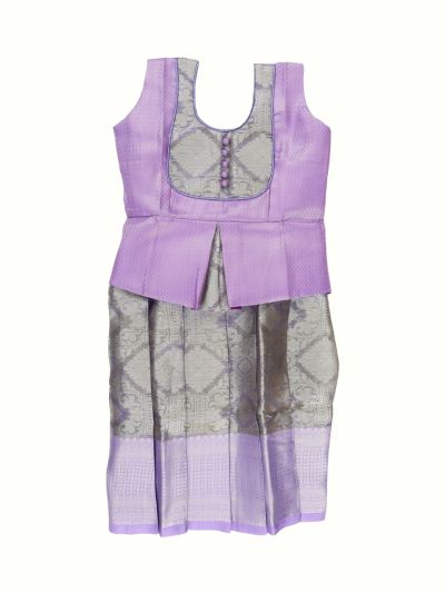 Charming Girls Readymade Art Silk Diamond with Floral Brocade Pattu Pavadai Set