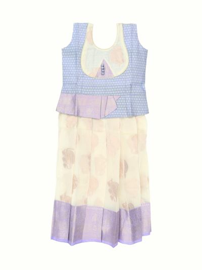 Charming Girls Readymade Art Silk Diamond with Butta Pattu Pavadai Set