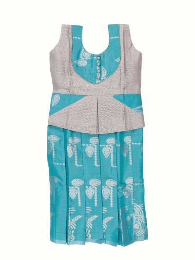 Charming Girls Readymade Art Silk Diamond with Leaf Brocade Pattu Pavadai Set