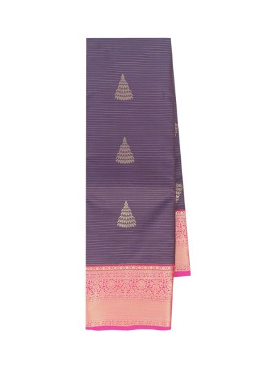 Gracecharm Gift Art Silk Stripe Temple Butta with Brocade Pallu Saree