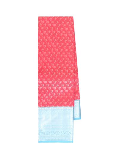 Gracecharm Gift Art Silk Floral Jaal with Diamond Brocade Pallu Saree
