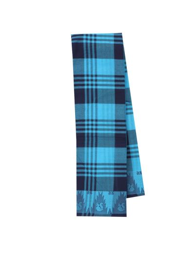 Gracecharm Elegant Cotton Bold Multi Check Temple Border Saree - Without Blouse