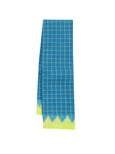 Gracecharm Elegant Cotton Fine Window Check Temple Border Saree - Without Blouse