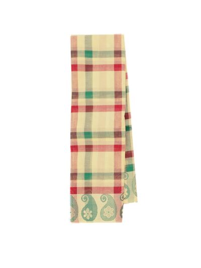 Gracecharm Elegant Cotton Multi Check Paisley Border Saree - Without Blouse