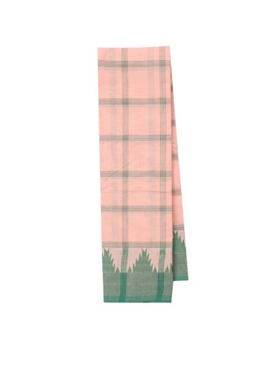 Gracecharm Elegant Cotton Fine Window Check Temple Border Saree - Without Blouse