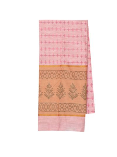 Gracecharm Elegant Chanderi Cotton Floral Butta Leaf Pallu Saree