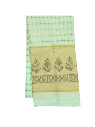 Gracecharm Elegant Chanderi Cotton Floral Butta Leaf Pallu Saree