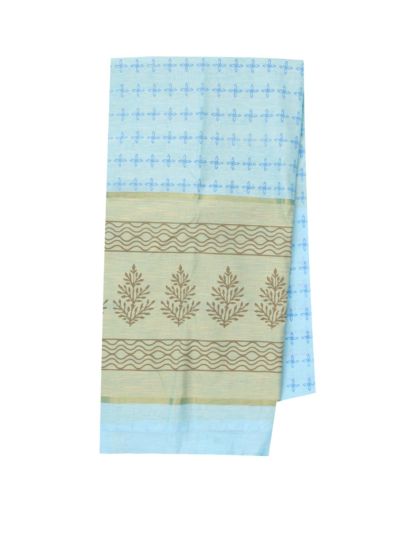Gracecharm Elegant Chanderi Cotton Floral Butta Leaf Pallu Saree