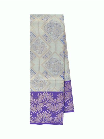 Gracecharm Silk Jacquard Woven with a silver or dull gold zari jacquard floral jaal pattern Zari borde Saree