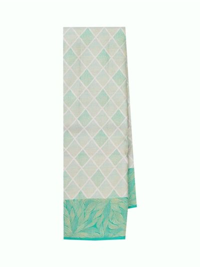 Gracecharm Silk Jacquard organic leaf and creeper pattern woven tightly into the sea-green borders Saree