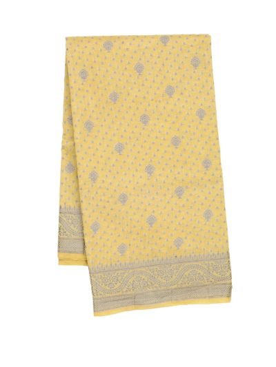Gracecharm Semi Jute Butta and Floral Medallion Pallu Saree