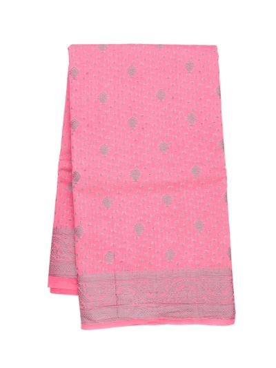 Gracecharm Semi Jute Butta and Floral Vine Wave Pallu Saree
