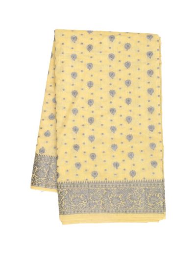 Gracecharm Semi Jute Butta with Floral Vine Pallu Saree