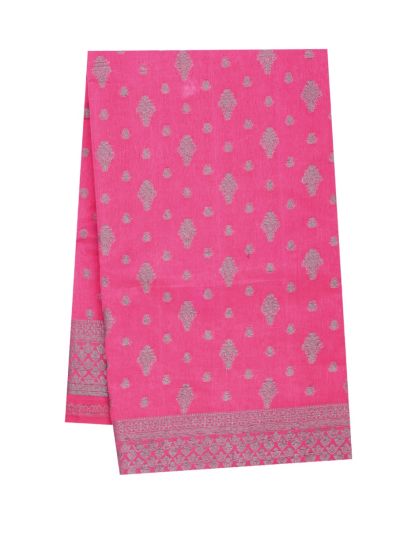 Gracecharm Semi Jute Butta with Floral Medallion Pallu Saree