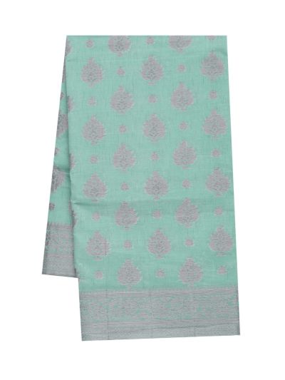 Gracecharm Semi Jute Floral Butta with Floral Vine Border Saree
