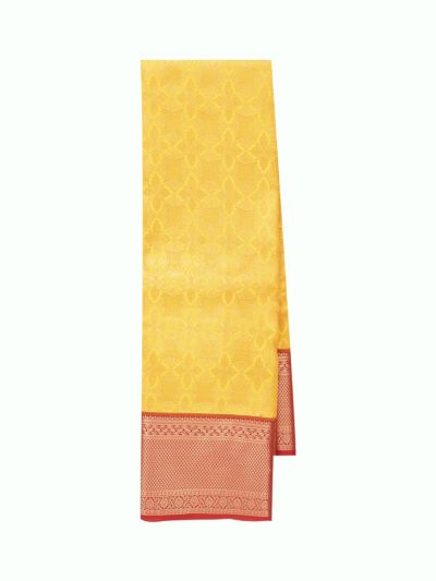 Gracecharm Gold Zari Brocade Woven Into Geometric And Floral Pallu Saree