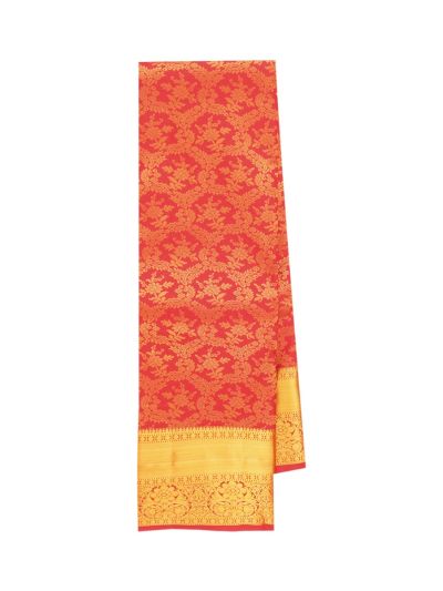 Gracecharm Traditional South Indian Floral Vine Patterns Gold Zari Pallu Saree