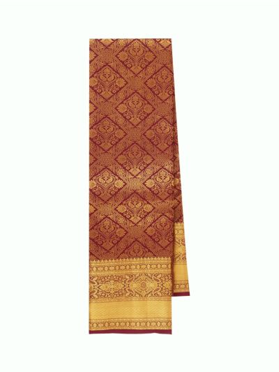 Gracecharm Traditional Leaf Motifs Gold Zari Floral Pallu Saree