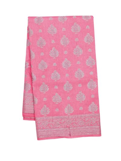 Gracecharm Semi Jute Butta with Floral Jaal Pallu Saree