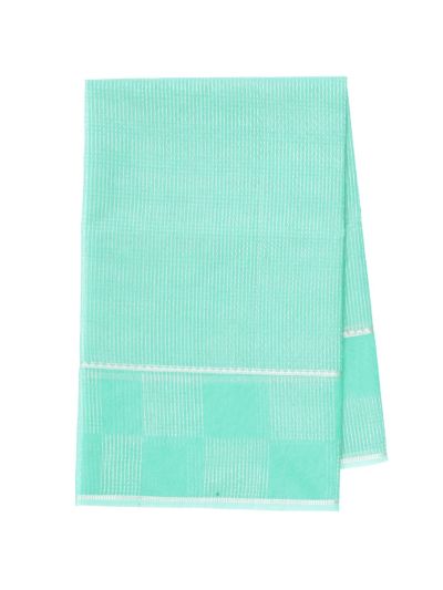 Gracecharm Kora Silk Cotton Stripe with Check Border Geometric Pallu Saree