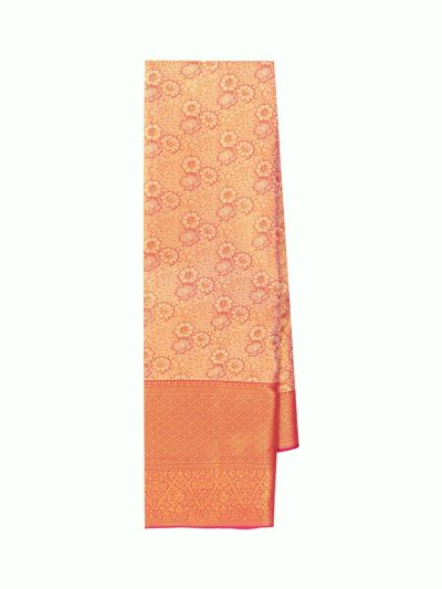 Gracecharm Tissue Silk Jacquard Intricate Vine And Flower Brocade Pattern Saree