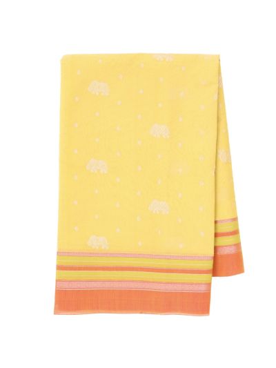 Gracecharm Kora Silk Cotton Elephant Butta with Elephant Pallu Saree