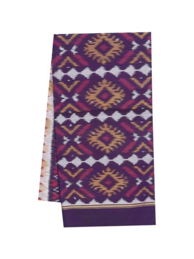 Gracecharm Pochampally Silk Cotton Ikat Diamond Butta Pallu Saree