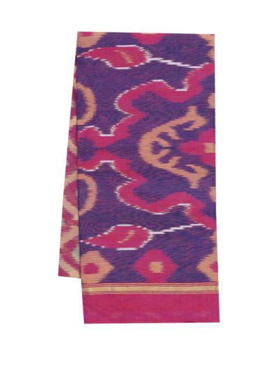 Gracecharm Pochampally Silk Cotton Ikat Diamond Floral Pallu Saree