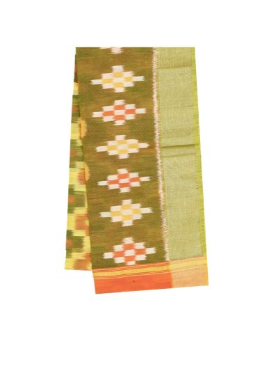 Gracecharm Pochampally Silk Cotton Ikat Geometric Pallu Saree