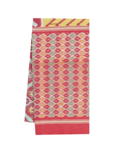 Gracecharm Pochampally Silk Cotton Chevron Ikat Diamond Pallu Saree