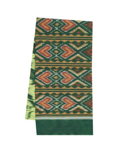 Gracecharm Pochampally Silk Cotton Floral Vine with Geometric Pallu Saree