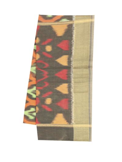 Gracecharm Pochampally Silk Cotton Leaf Butta Geometric Pallu Saree