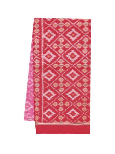 Gracecharm Pochampally Silk Cotton Diamond Jaal Geometric Pallu Saree