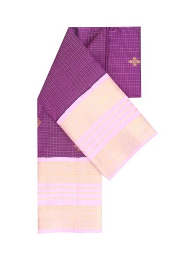 Vivaha Arani Pure Silk Checked Floral Butta Contrast Pallu Saree