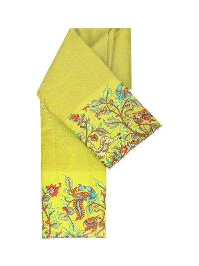 Vivaha Kanchipuram Pure Silk Self Circular Medallion Check with Animal Floral Pallu Saree