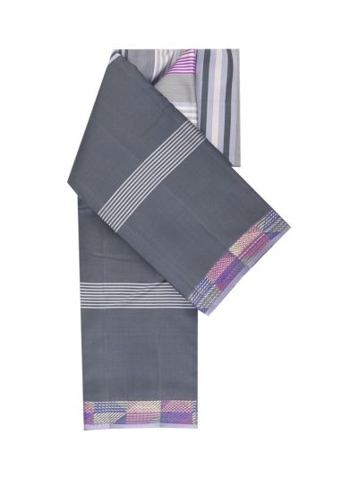 Vivaha Arani Pure Silk Multi Stripe with Geometric Cube Pallu Saree