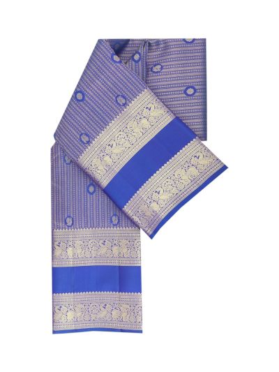 Vivaha Kanchipuram Pure Silk Stripe Geometric Butta with Diamond Brocade Pallu Saree