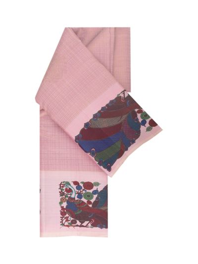 Vivaha Kanchipuram Pure Silk Check Butta with Peacock Floral Pallu Saree