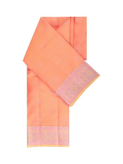 Vivaha Arani Pure Silk Fine Stripe Geometric Butta with Zari Border Saree