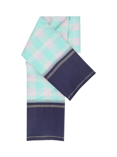 Vivaha Arani Pure Silk Pastel Check with Contrast Navy Blue Line Check Pallu Saree