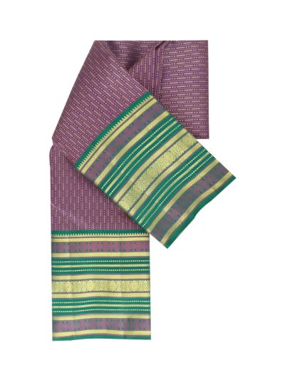 Vivaha Kanchipuram Pure Silk Geometric Stripe with Contrast Zari Border Saree