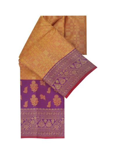 Vivaha Arani Pure Silk Geometric Check Brocade with Floral Butta Contrast Pallu Saree