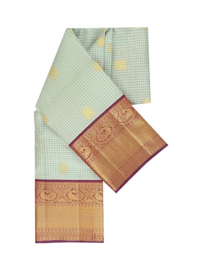 Vivaha Arani Pure Silk Fine Check Butta with Diamond Brocade Pallu Saree