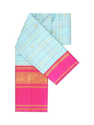 Vivaha Arani Pure Silk Fine Check Butta with Contrast Border Saree