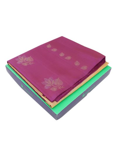 Kanmanie Pure Soft Silk Half-and-Half Floral Butta with Ornamental Stripe Pallu Saree