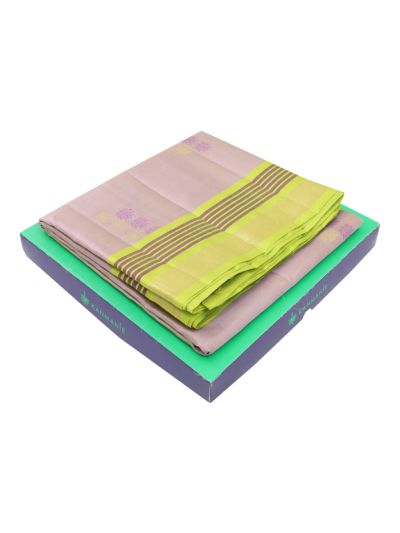 Kanmanie Pure Soft Silk Lotus Butta with 5-Inch Zari Border Saree