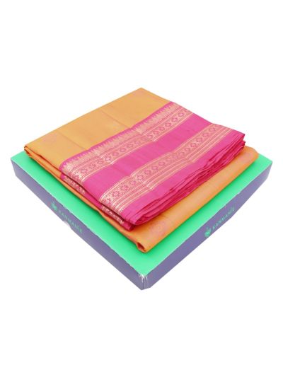 Kanmanie Soft Silk Floral Butta with 6-Inch Traditional Border Saree