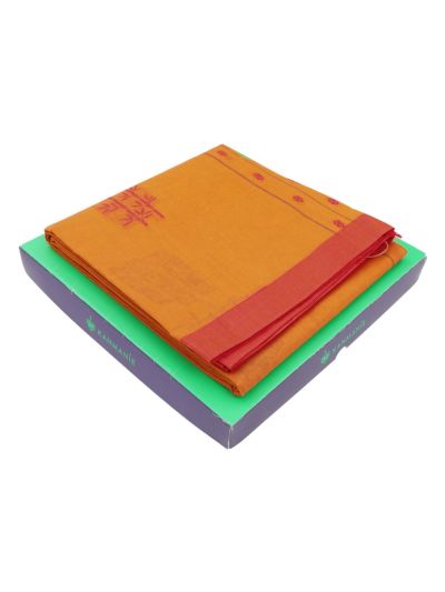 Kanmanie Cotton Bamboo Sprig Butta with 2 Inch Asthiri Border Pallu Saree