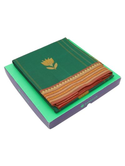 Kanmanie Cotton Lotus Butta with 3 Inch Jacquard Border Saree