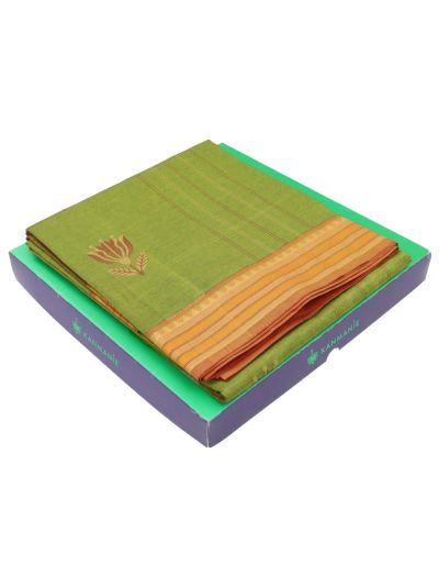 Kanmanie Cotton Lotus Butta with 3 Inch Jacquard Border Saree